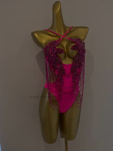 Load image into Gallery viewer, HANDMADE HOT PINK CONTRAST SWIM COSTUME
