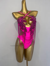 Load image into Gallery viewer, HANDMADE HOT PINK CONTRAST SWIM COSTUME
