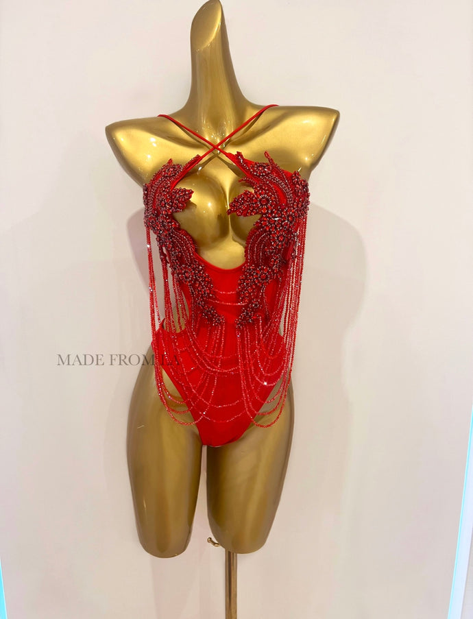 HANDMADE RED SWIM COSTUME