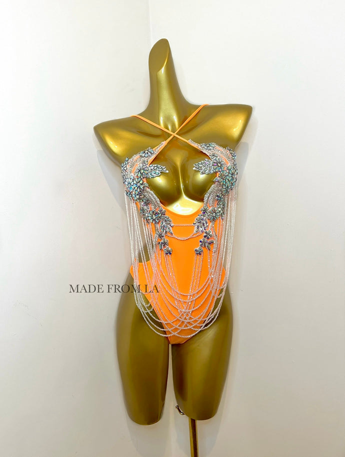 HANDMADE ORANGE CONTRAST SWIM COSTUME