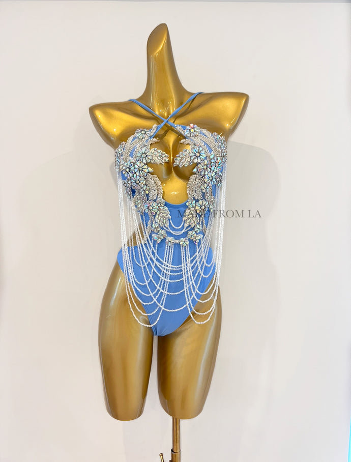 BLUE CONTRAST SWIM COSTUME